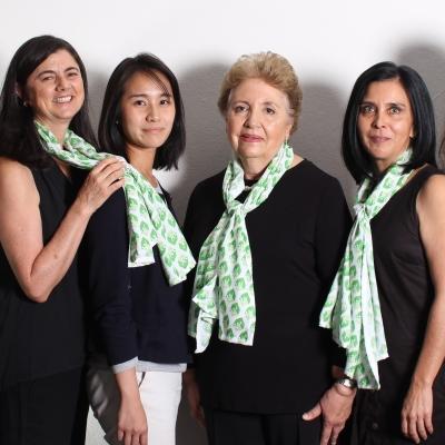 Projects Abroad Business Interns pose for a photo with local staff from a Consultancy Firm during their Business Internship in Mexico. Female Business staff stand in a line with Projects Abroad interns on their Businnes Work Placement in Mexico.